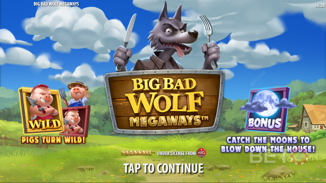 Geniet van Piggy Wilds feature en Free Spins in Big Bad Wolf Megaways slot