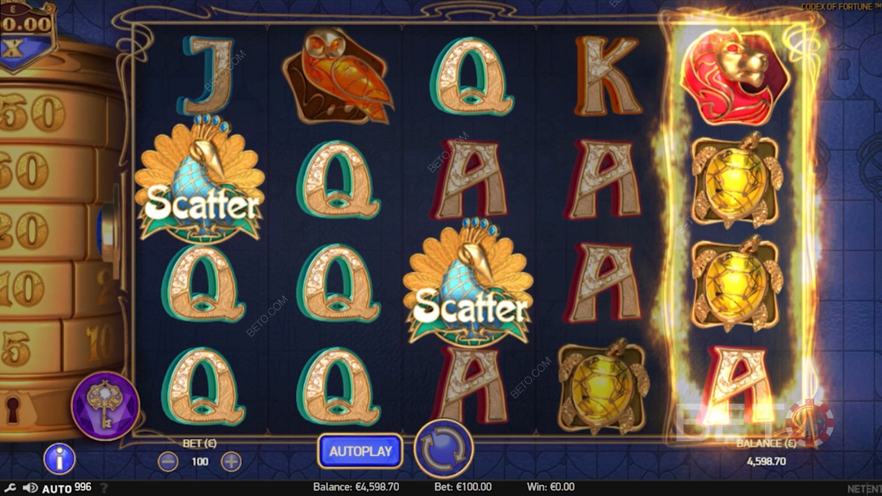 5x4 rooster in Codex of Fortune online slot