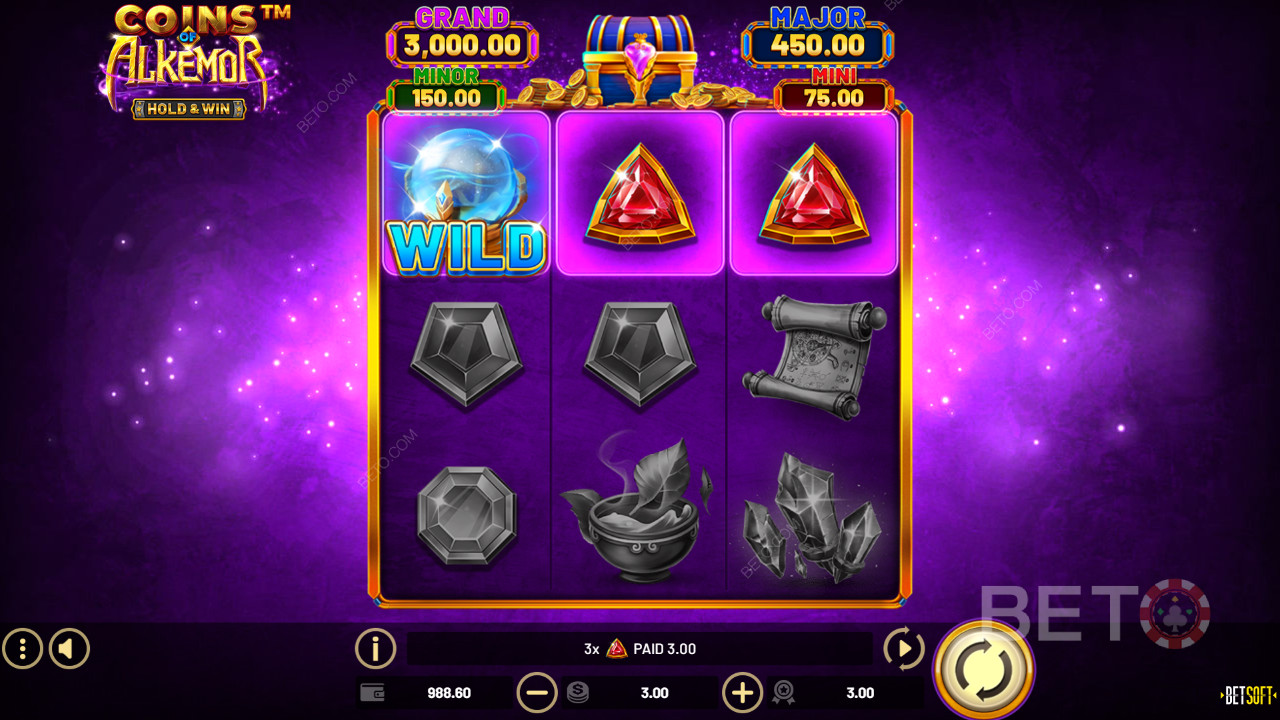 Bonusfuncties uitgelegd in Coins of Alkemor - Hold & Win door Betsoft