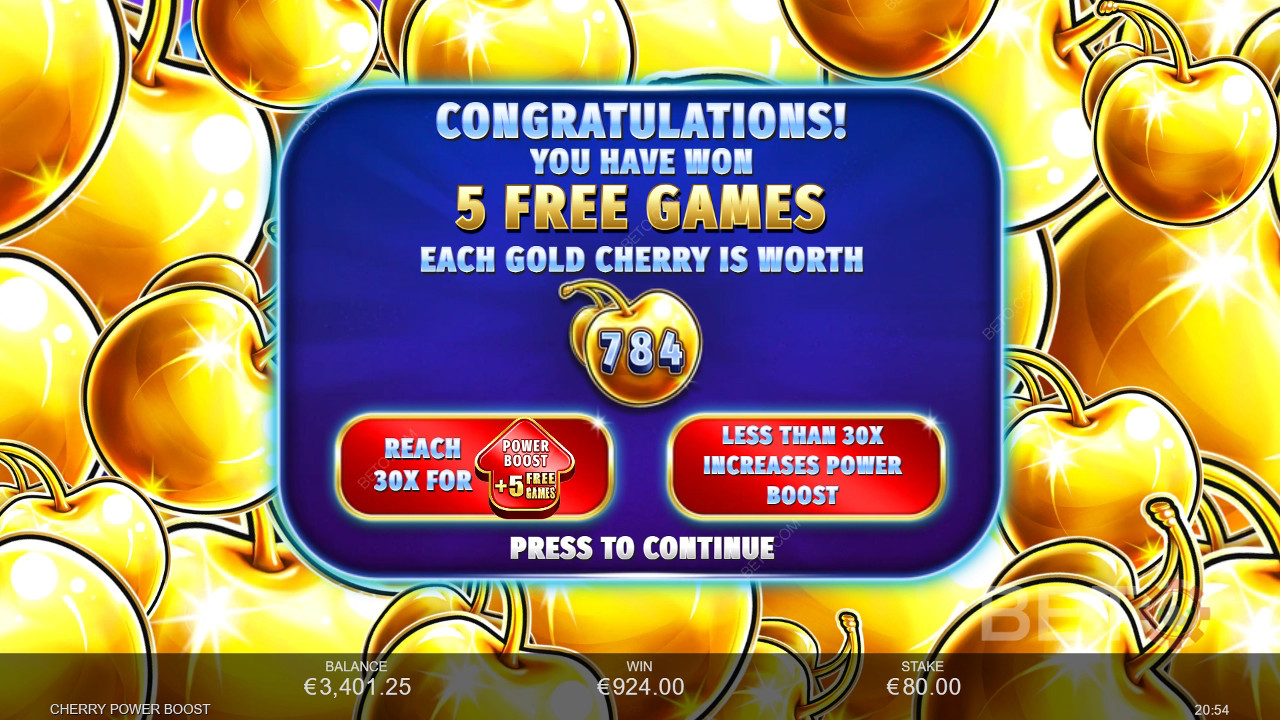 Win 2.500x je inzet in de Cherry Power Boost Online Gokkast!
