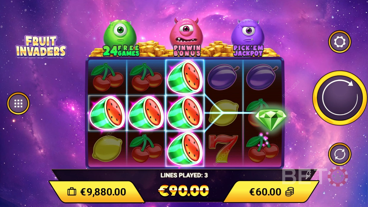 Win 1.200x je inzet in de Fruit Invaders gokkast online!
