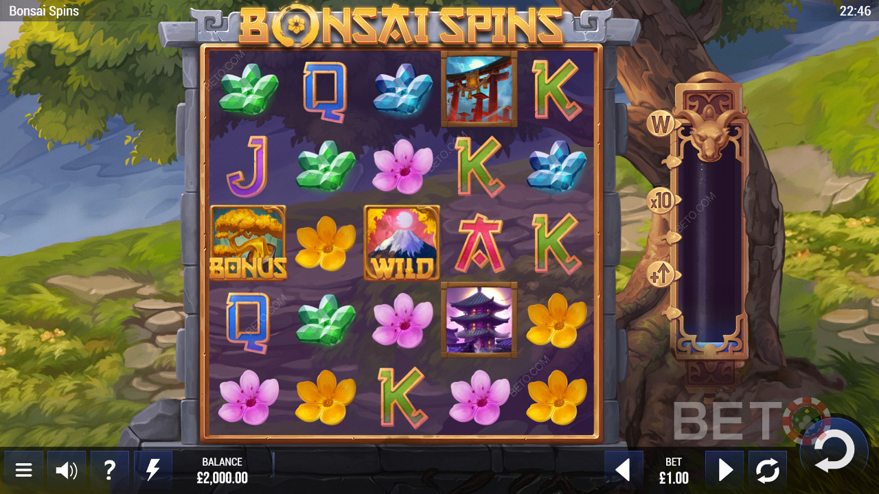 Bos thema Bonsai Spins spel door ontwikkeld door Epic Industries