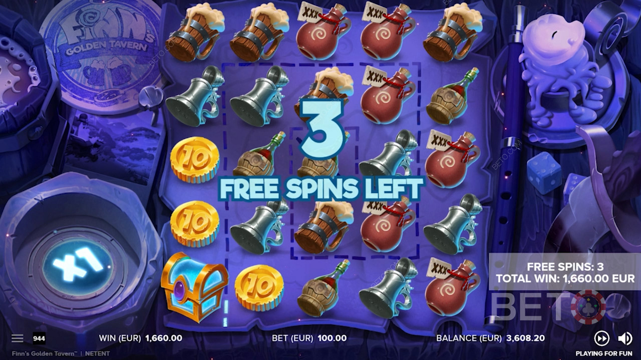 Trigger de Free Spins modus en verkrijg 5 Free Spins, naast multiplier boosts