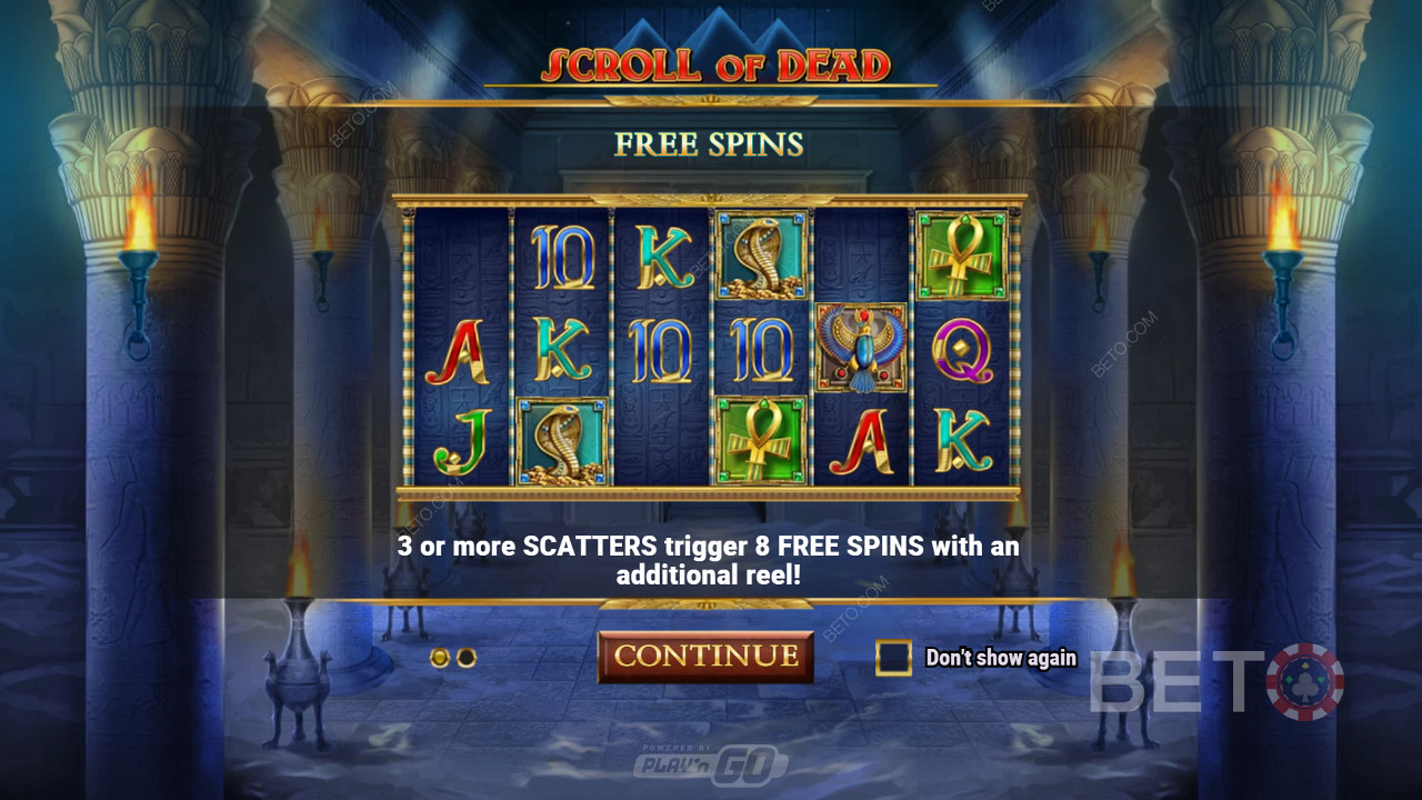 Het triggeren van de Free Spins modus beloont spelers ook met 8 bonus spins