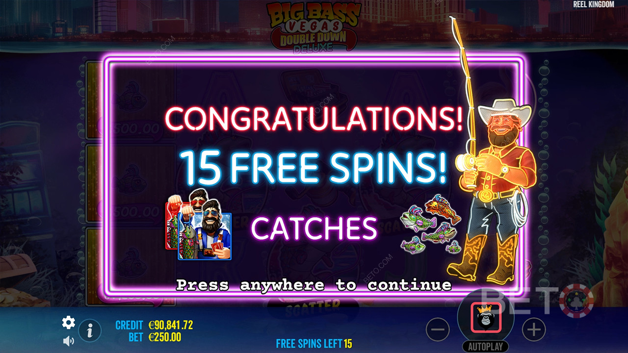 Bonusfuncties uitgelegd in Big Bass Vegas Double Down Deluxe door Reel Kingdom