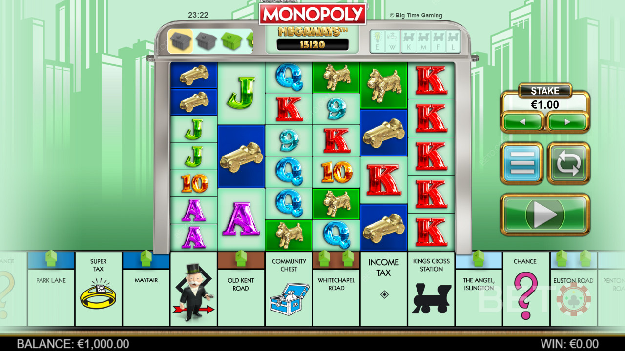 Megaways speelrooster in Monopoly Megaways