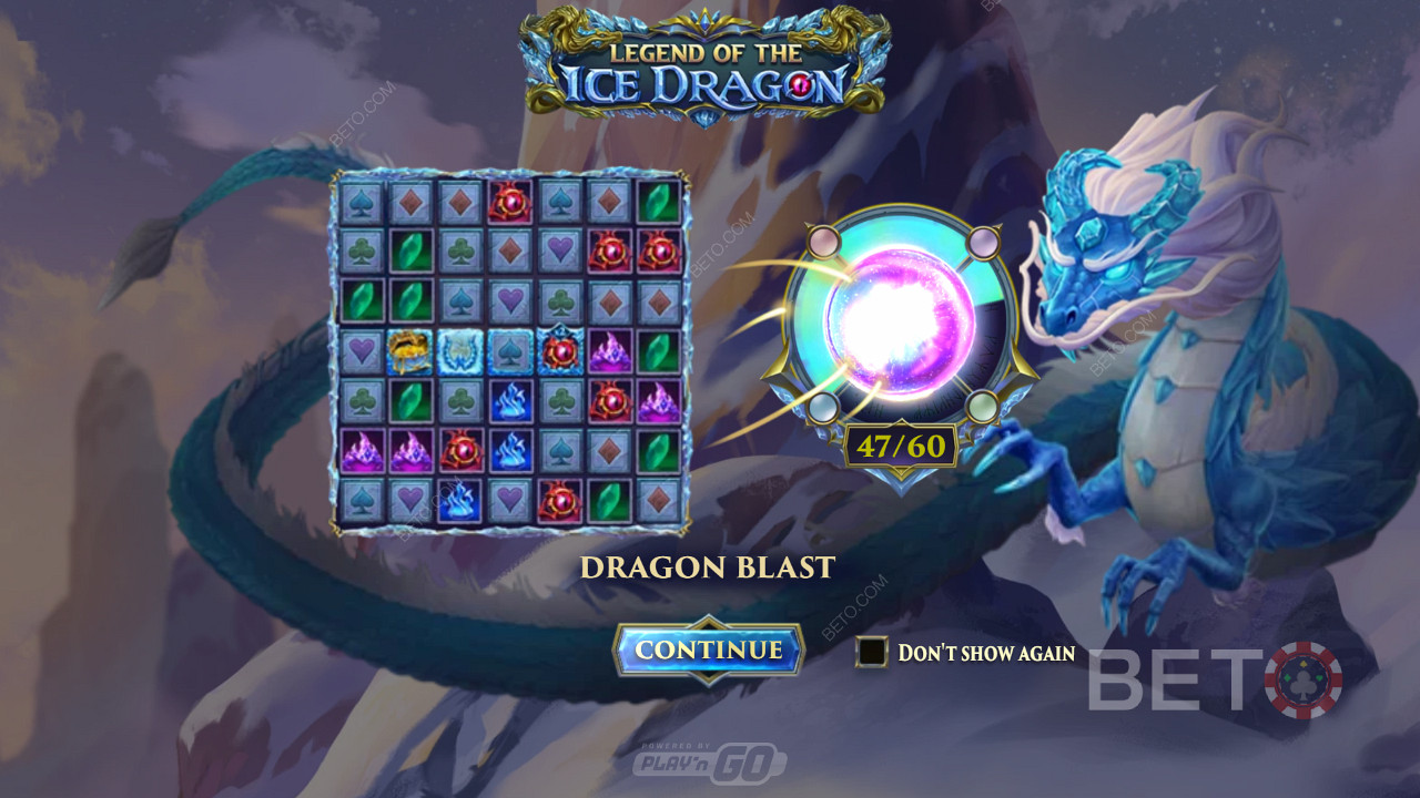 Activeer verschillende krachtige functies zoals Dragon Blast in Legend of the Ice Dragon slot