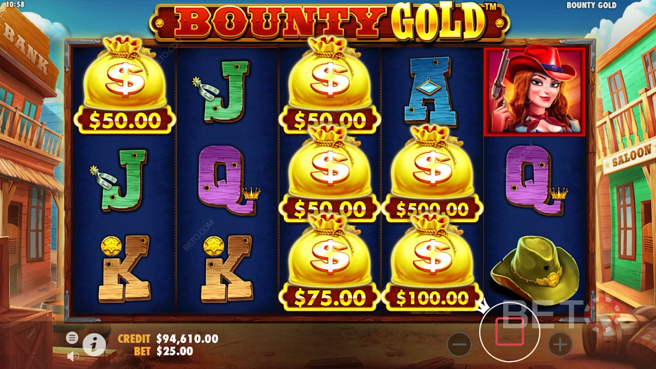 Geldzak symbolen op Bounty Gold