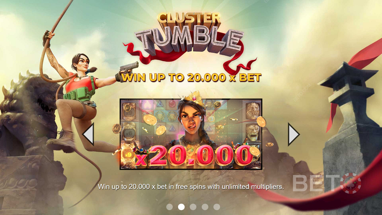 Win tot 20.000x de inzet aan uitbetalingen in de Cluster Tumble online slot