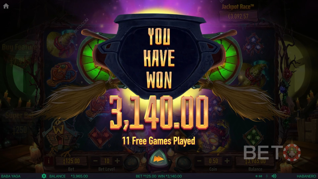 Win 9.696x je inzet in de Baba Yaga Gokkast!