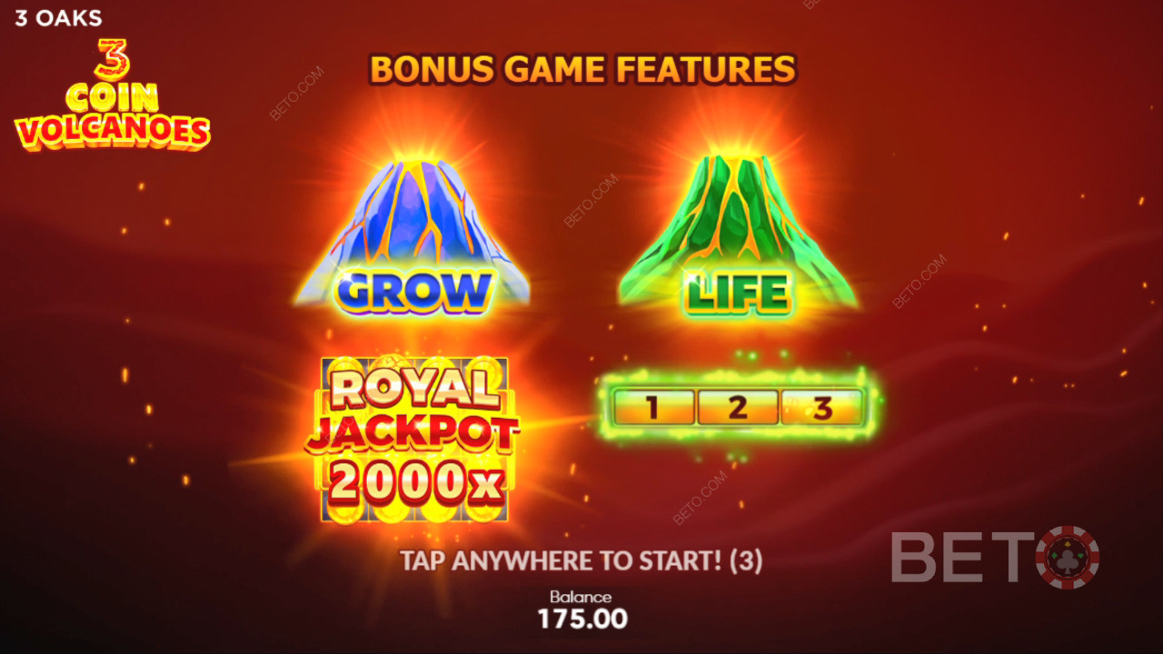 Bonusfuncties uitgelegd in 3 Coin Volcanoes van 3 Oaks Gaming