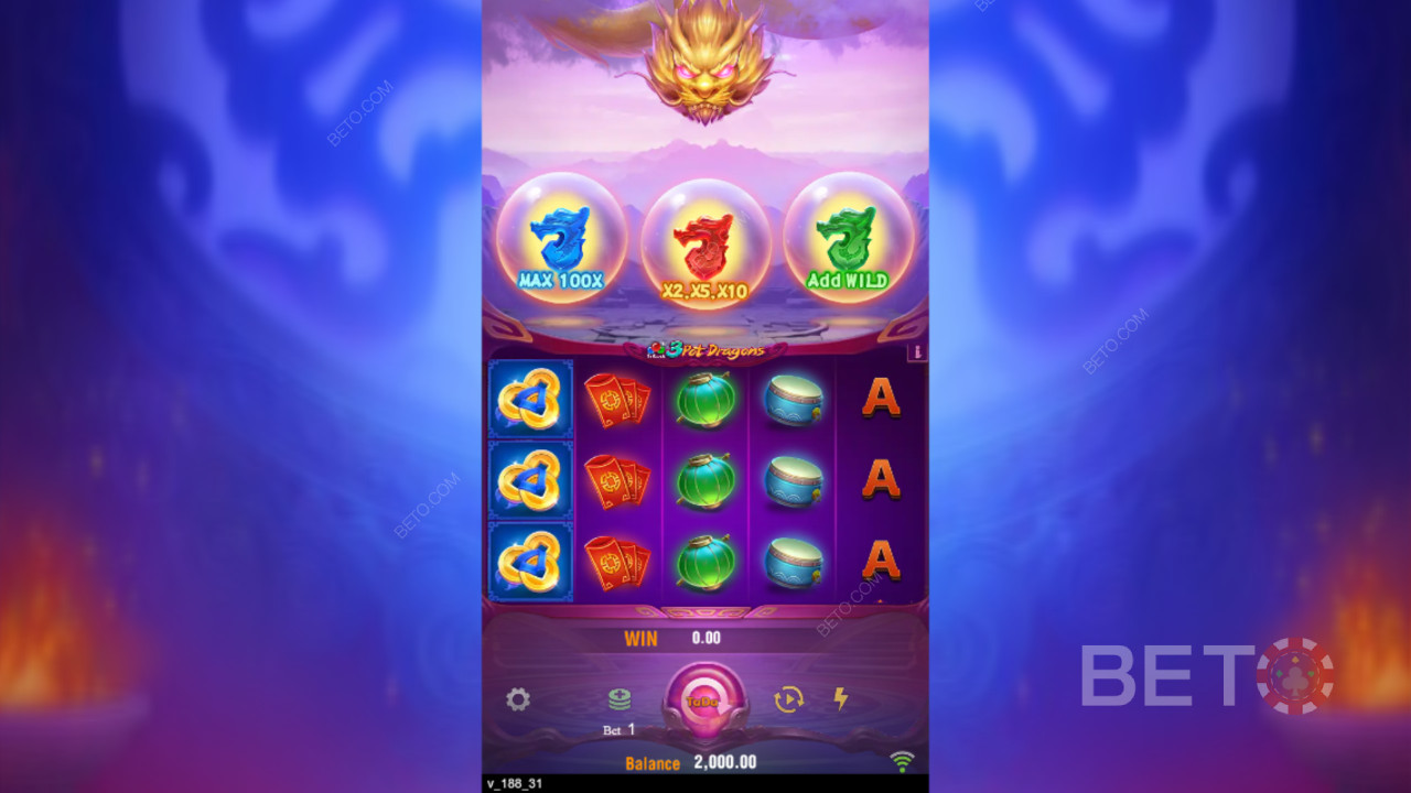 Win 10.000x je inzet in de 3 Pot Dragons Online Gokkast!