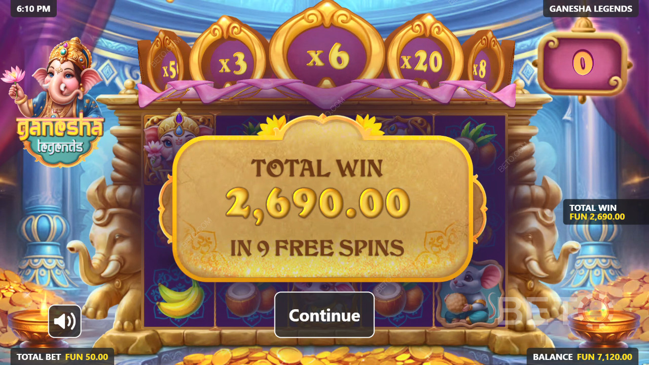 Win 5.000x je inzet in de Ganesha Legends Gokkast!