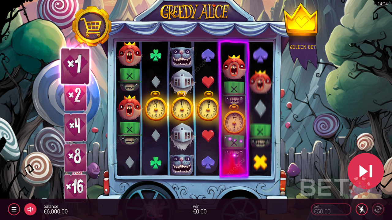 Win 20.000x je inzet in de Greedy Alice videoslot!