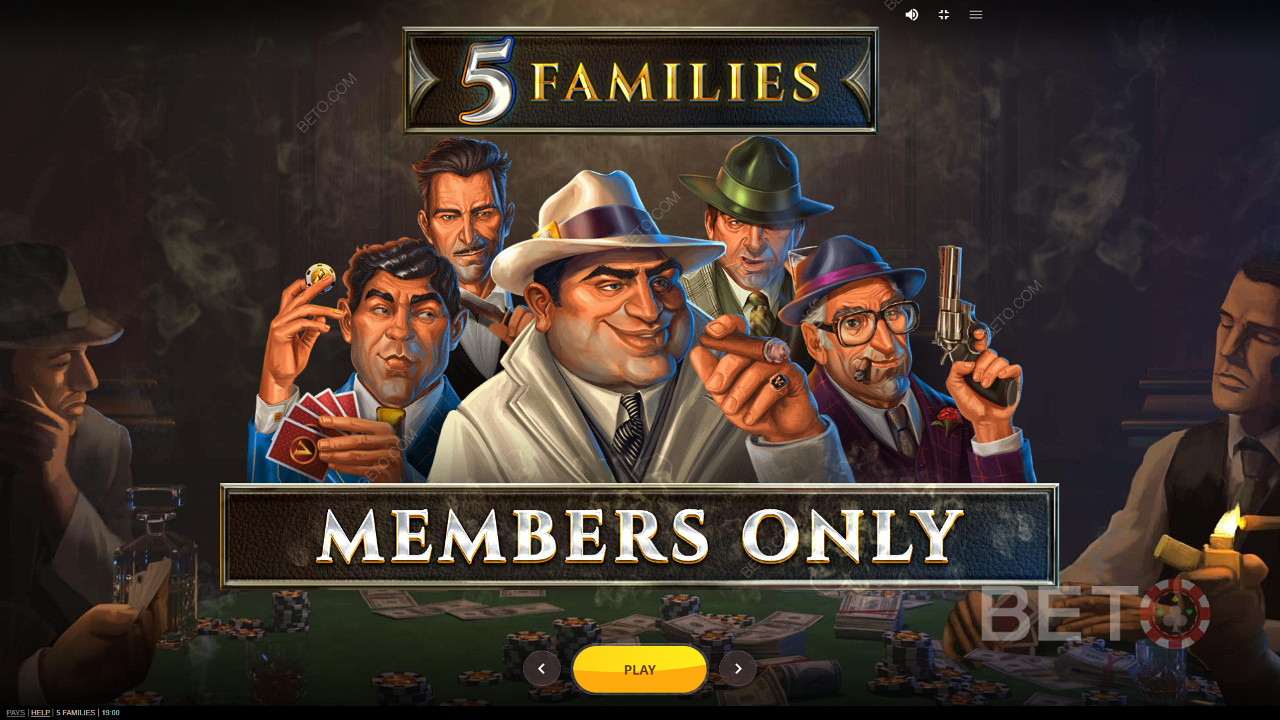 Speel poker met gangsters in de 5 Families online slot