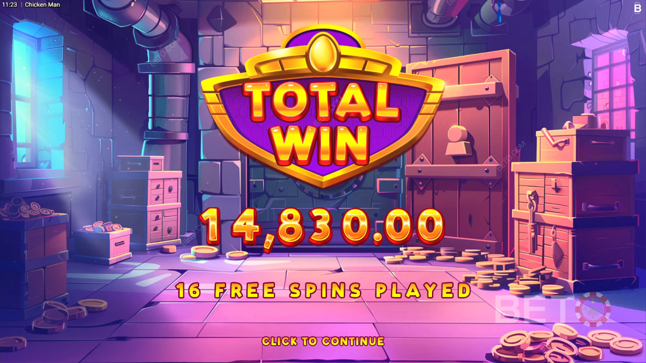 Win 12.500x je inzet in de Chicken Man videoslot!