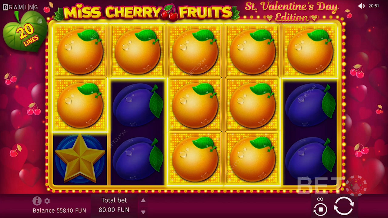 Veel sinaasappelsymbolen op Miss Cherry Fruits Slot