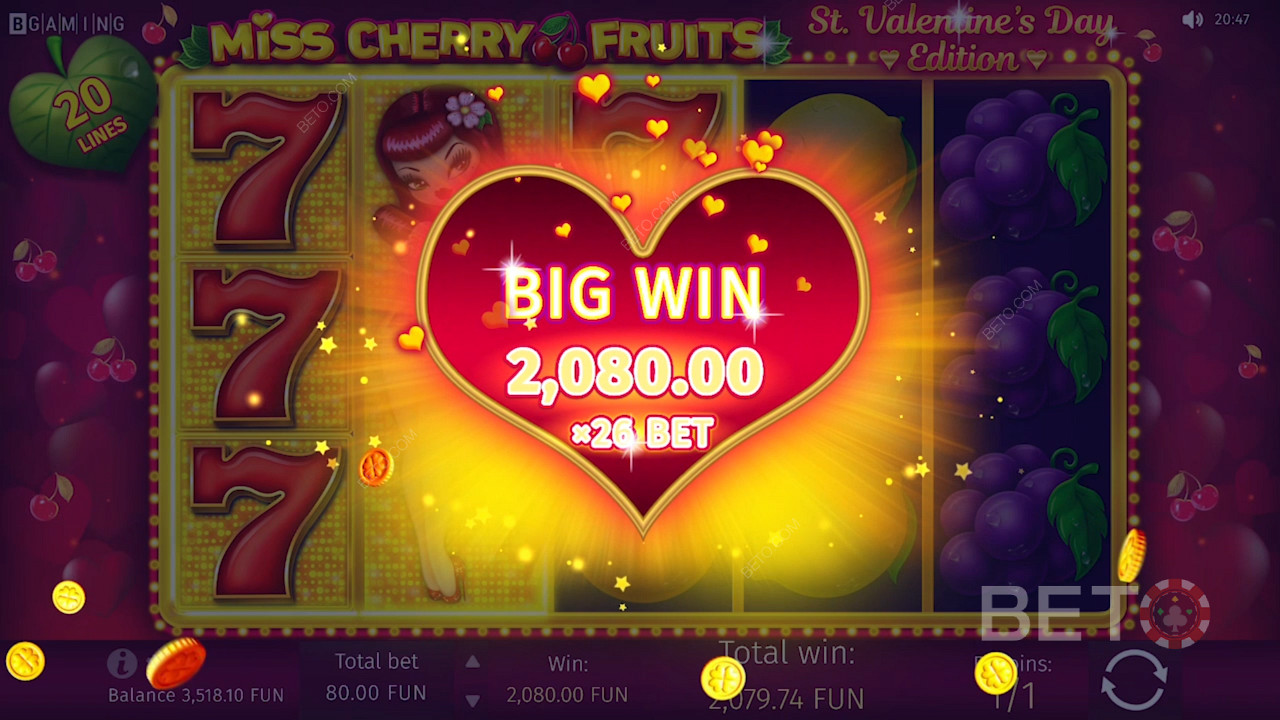 Het winnen van een grote prijs in Miss Cherry Fruits