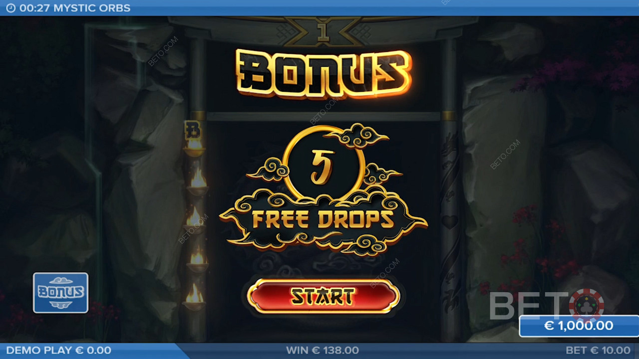 Land 5 Orb symbolen om Bonus Game te activeren en 5 Free Spins te krijgen