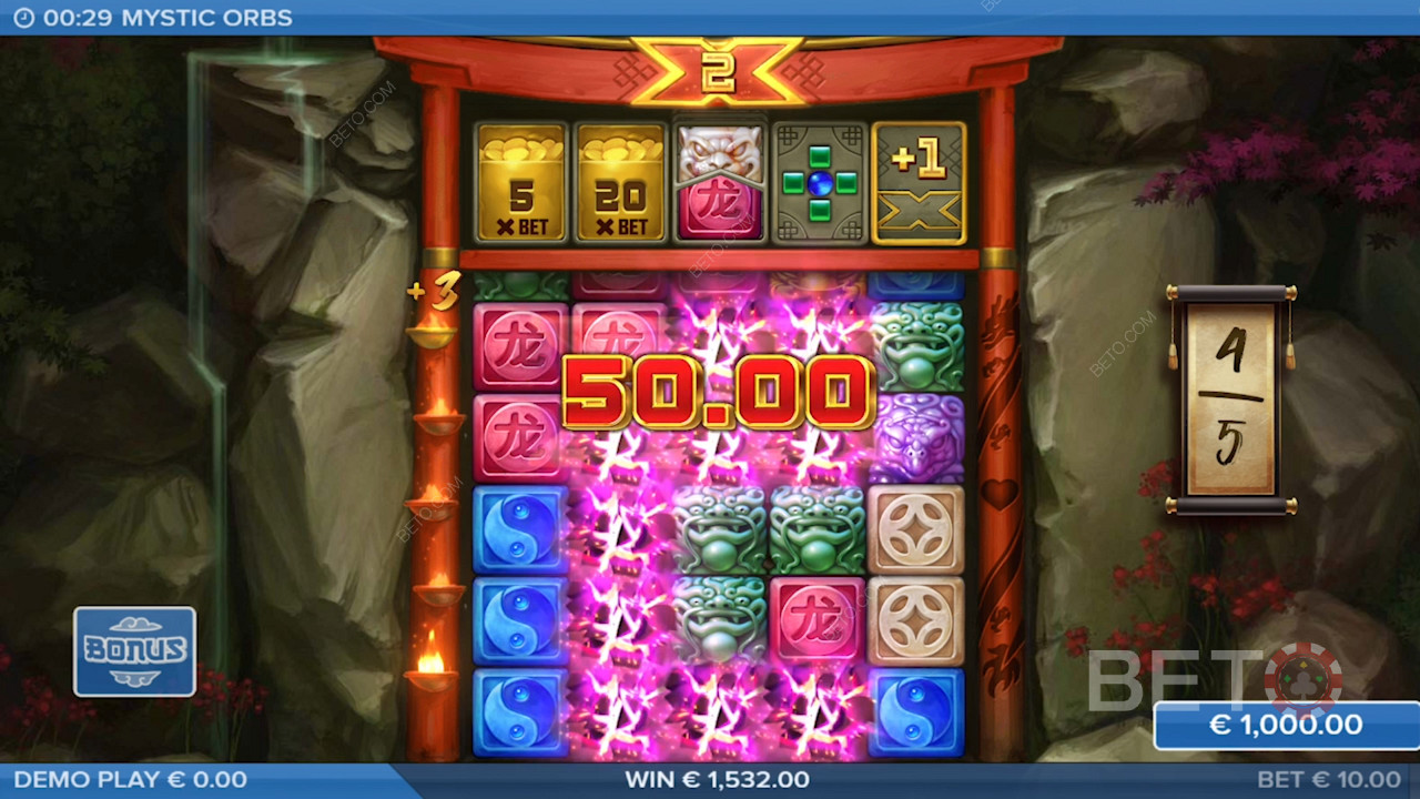 De Cluster Pays motor zal uw playthroughs in dit casino spel