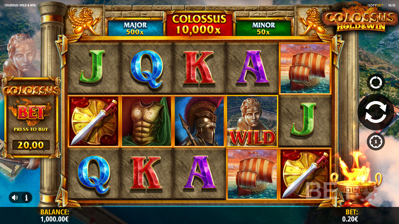 Jaag op jackpots met een waarde tot 10.000x je inzet in Colossus: Hold and Win slot