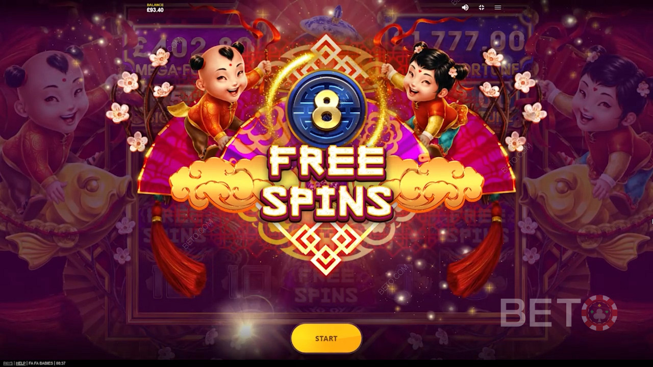 Geniet van 8 Free Spins door 3 bonussymbolen op de rollen 1, 3 en 5.