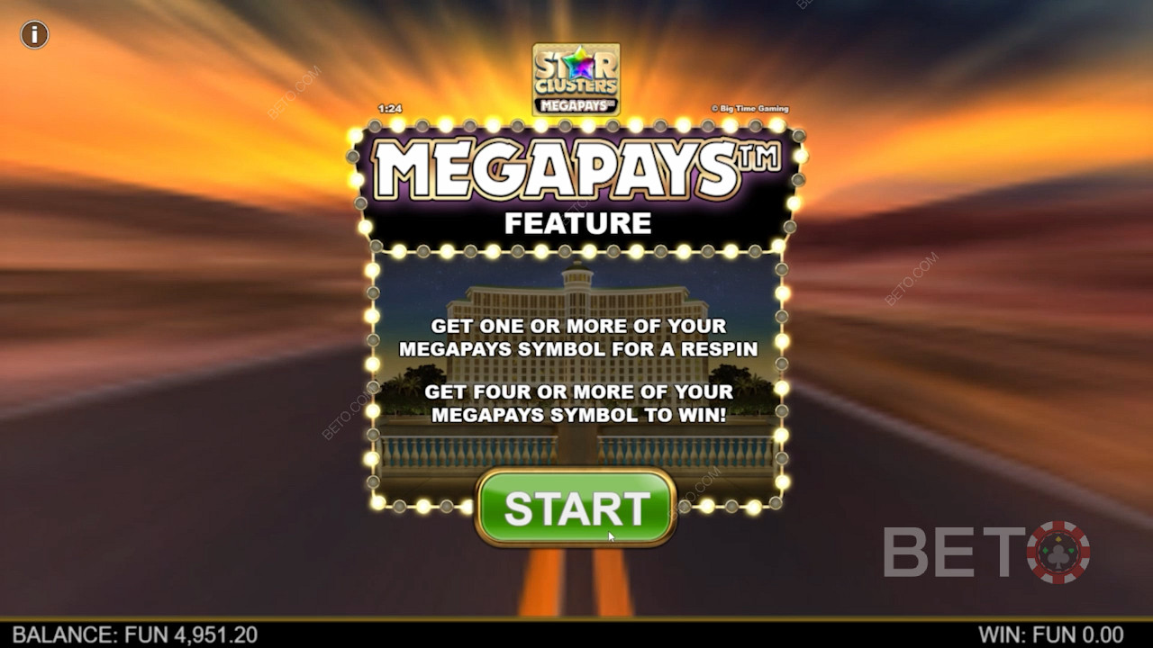 Win jackpots via de Megapays-functie in de Star Clusters Megapays-slot