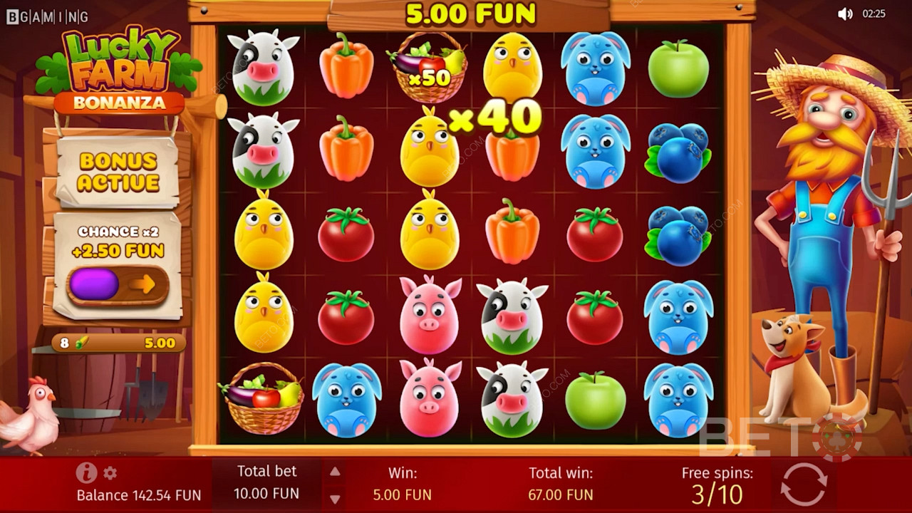 Geniet van multipliers in Free Spins in de Lucky Farm online slot