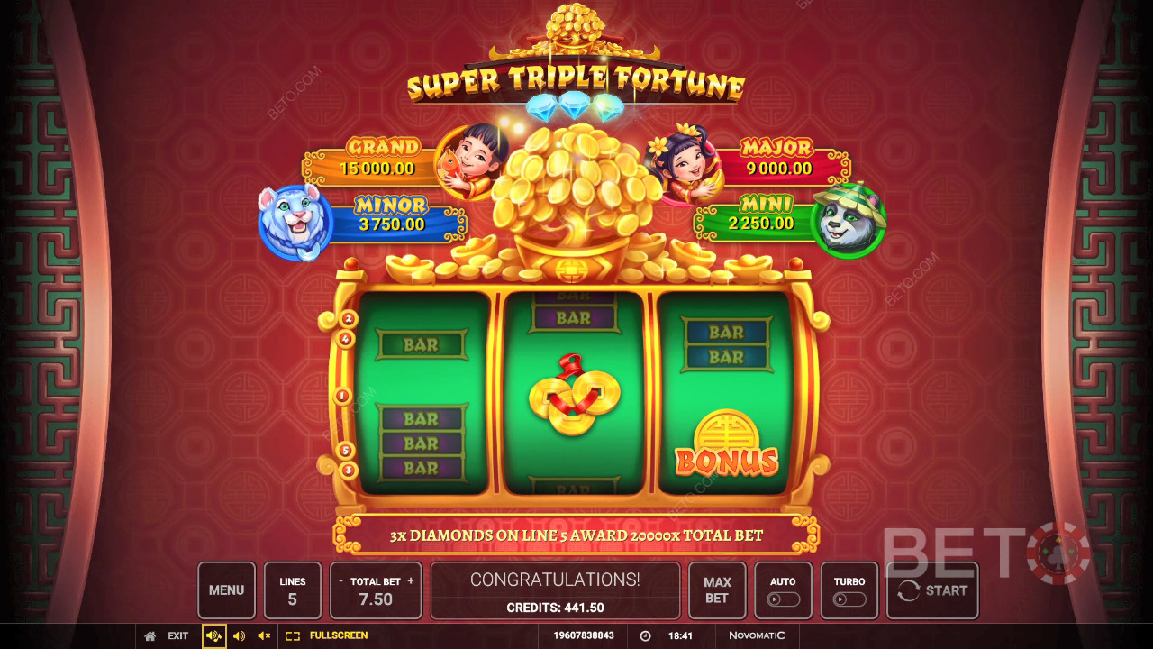 Super Triple Fortune Beoordeling door BETO Slots