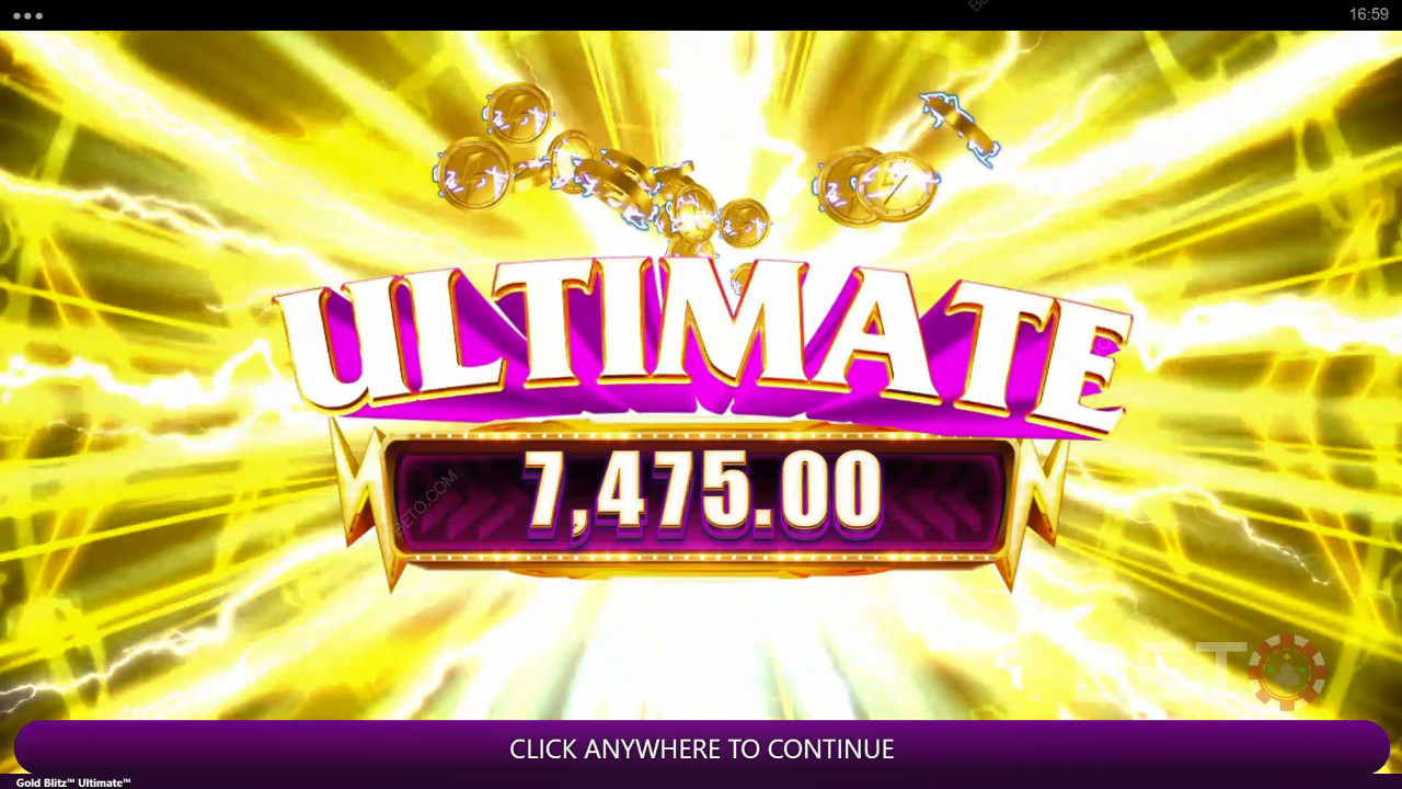 Win 2.500x je inzet in de Gold Blitz Ultimate gokkast!