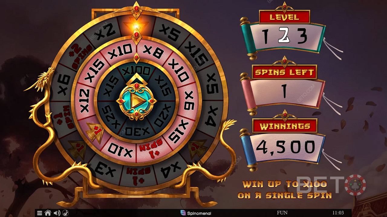 Win Multipliers, extra spins en level-up door aan het Bonus Wheel te draaien