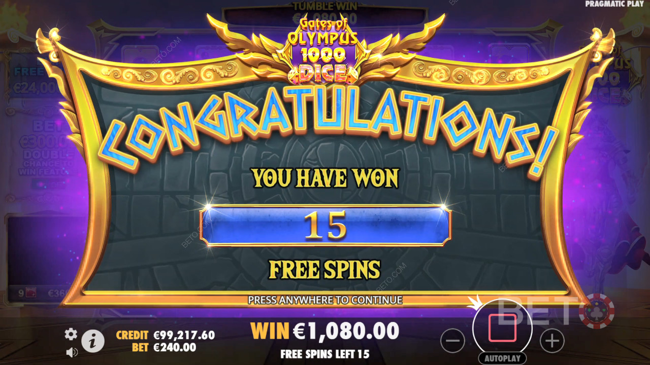 Win 15.000x je inzet in de Gates of Olympus 1000 Dice Slot!