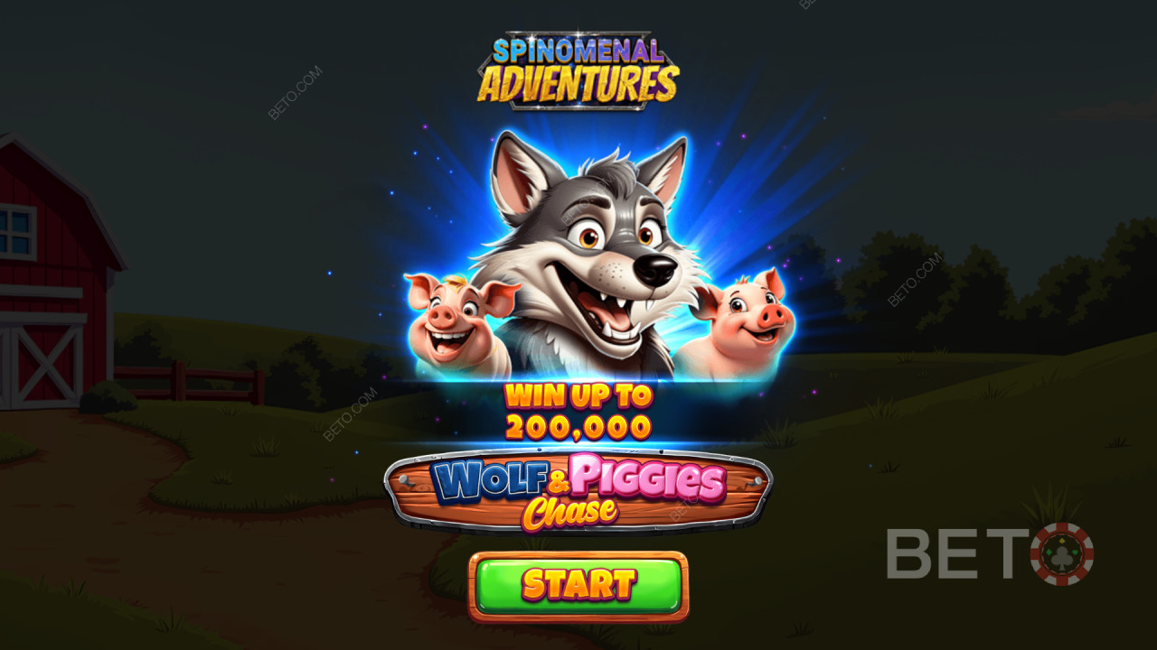 Win 2.000x je inzet in de Wolf & Piggies Chase videoslot!
