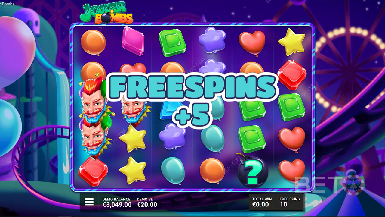 Drie Free Spins symbolen activeren vijf extra Free Spins.