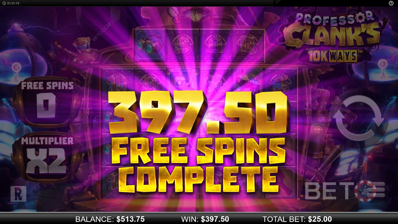 Win 9.142x je inzet in de 10K Ways gokkast van Professor Clank!