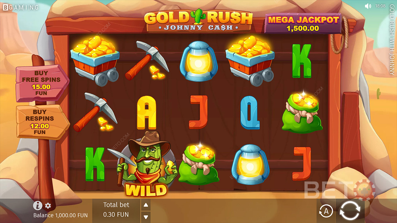 Koop direct de bonussen die je wilt in Gold Rush Met Johnny Cash casino game