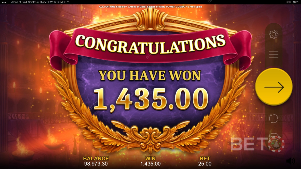 Win 10.000x je inzet in de Arena of Gold: Schilden van Glorie Power Combo videoslot!