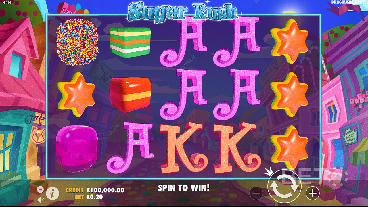 Geniet van een zoet en mooi thema! Speel Sugar Rush gokkast vandaag nog bij BETO!