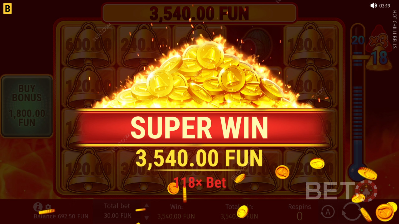 Win 5.000x je inzet in de Hot Chilli Bells gokkast online!