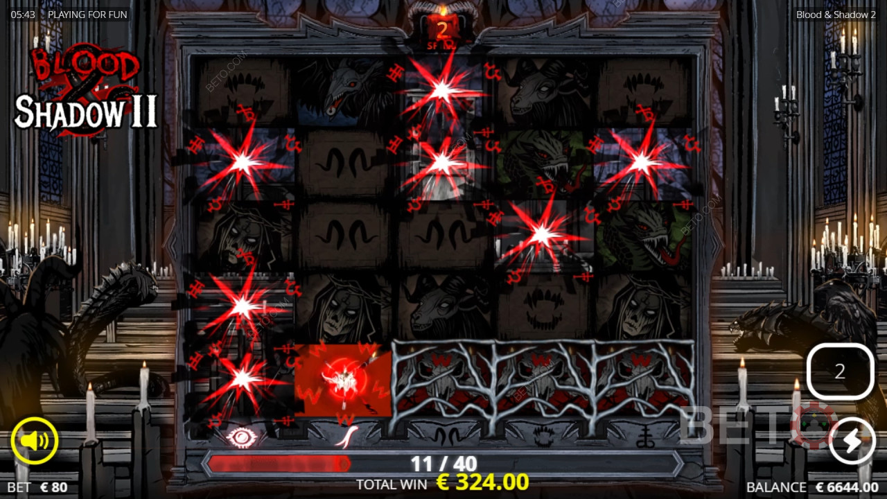 Uitleg over de bonusfuncties in Blood & Shadow 2 door Nolimit City