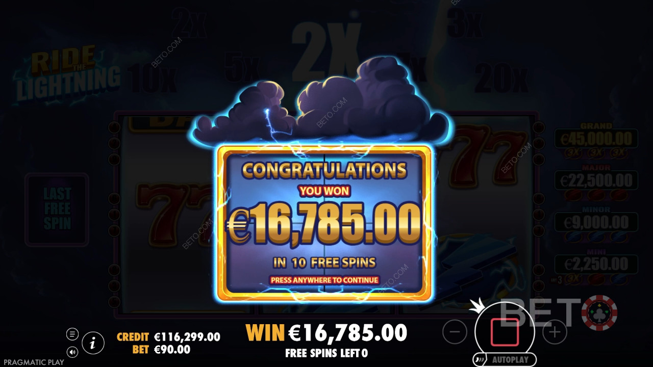 Win 10.000x je inzet in de Ride the Lightning gokkast online!