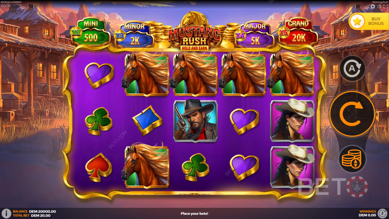 Hoe Mustang Rush van Mancala Gaming te spelen