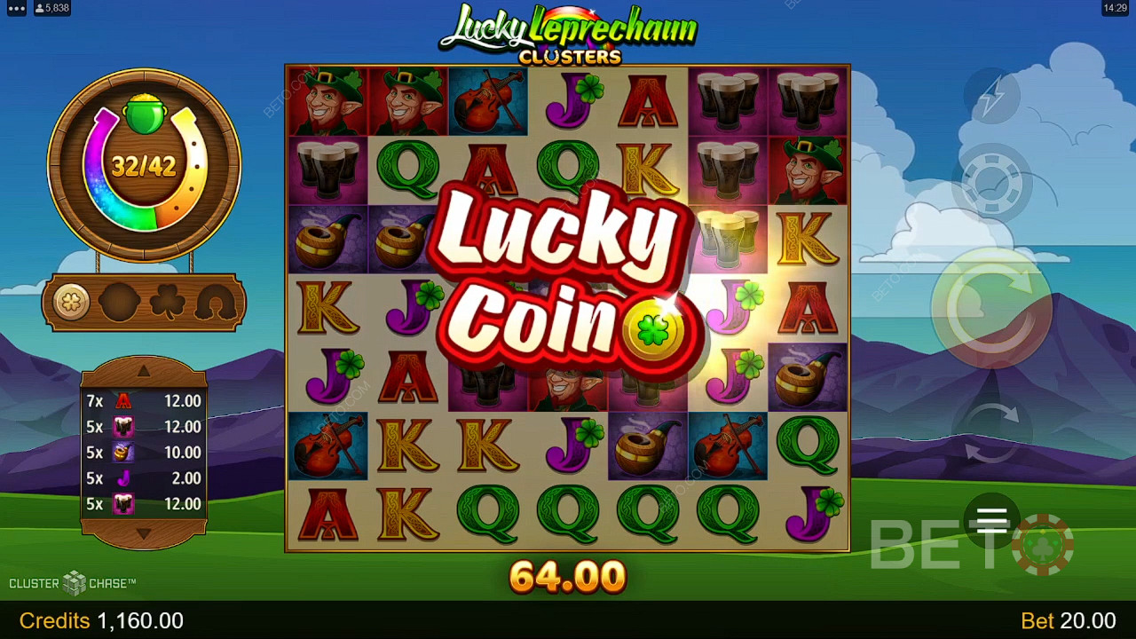 Win 4.600x je inzet in de Lucky Leprechaun Clusters videoslot!