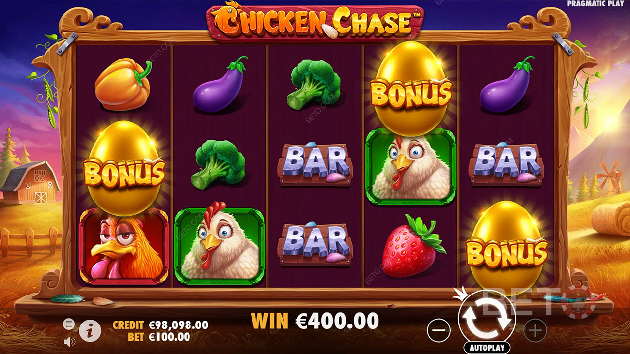 Win 210x je inzet in de Chicken Chase gokkast!