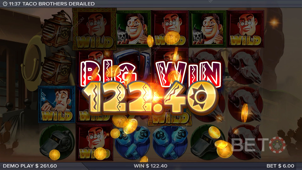 Win 10.000x je inzet in de Taco Brothers Derailed videoslot!