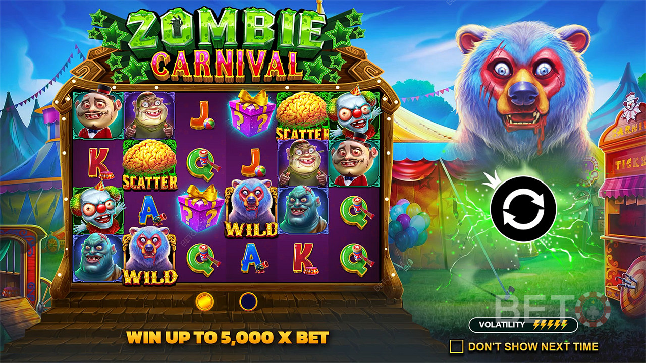 Win tot 5.000x je inzet in de Zombie Carnival slot