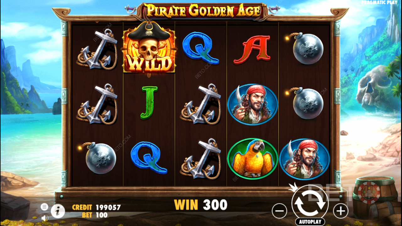 Zelfs de gewone betaalsymbolen kunnen grote uitbetalingen geven in de Pirate Golden Age slot
