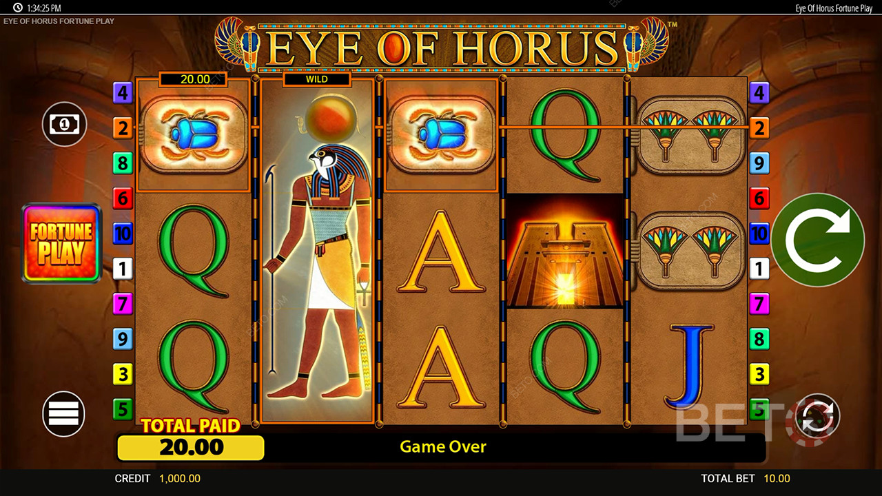 Win 50.000x je inzet in de Eye of Horus Fortune Play Online Slot!