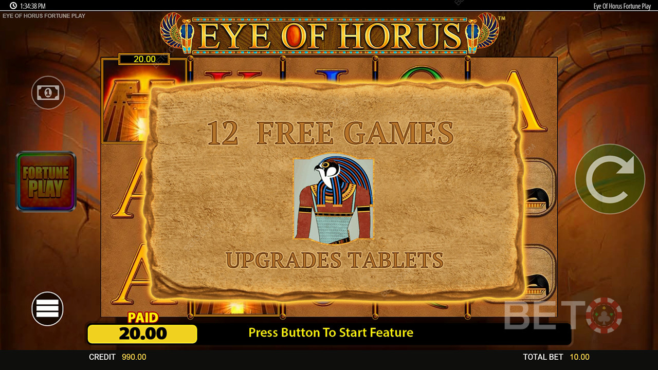 Bonusfuncties uitgelegd in Eye of Horus Fortune Play door Blueprint