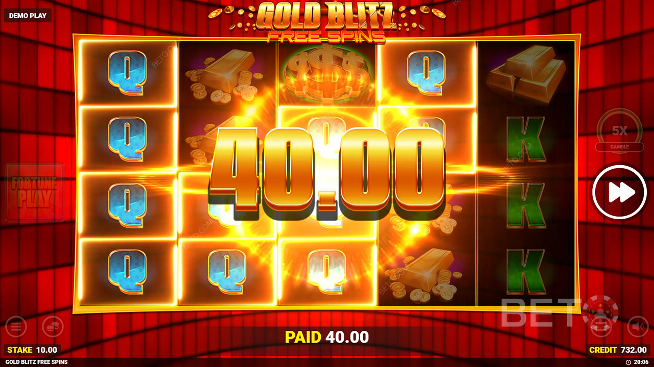 Win 50.000x je inzet in de Gold Blitz Free Spins Slot!